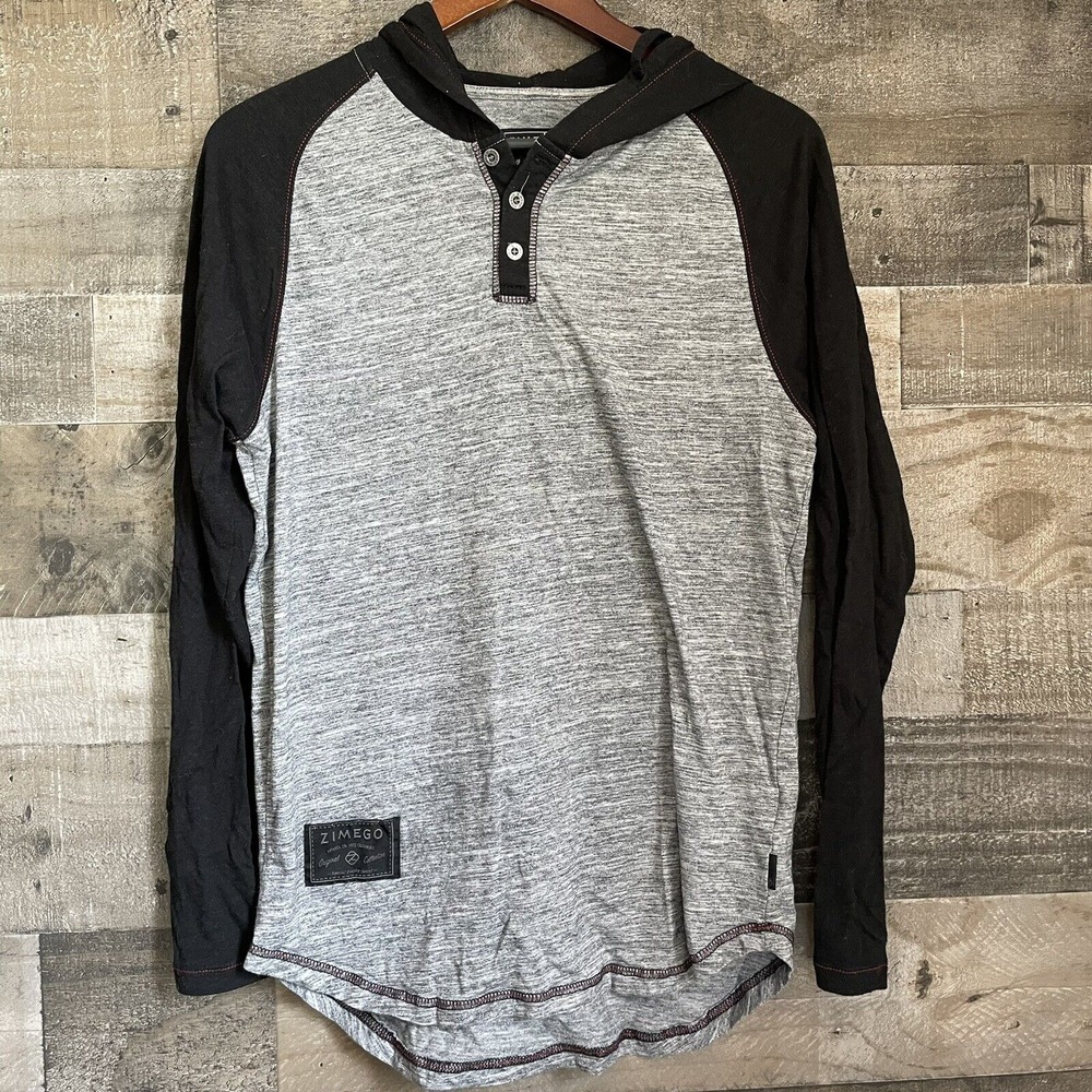 ZIMEGO Women's Shirt Size S Gray and Black Baseball Long Sleeve Active Tees